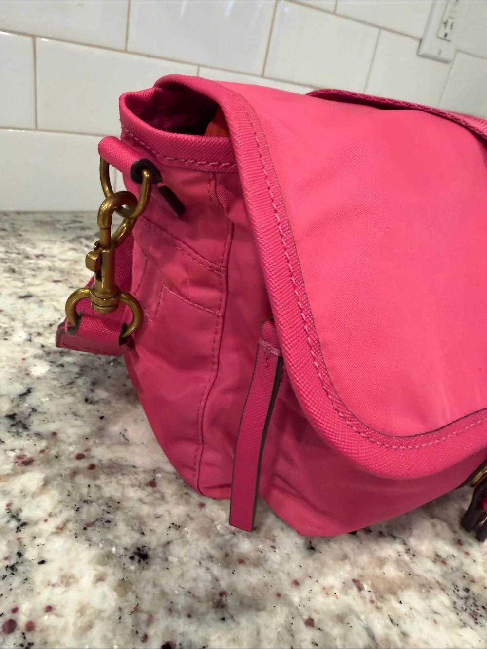 Tory Burch Hot Pink Crossbody Nylon Shoulder Bag